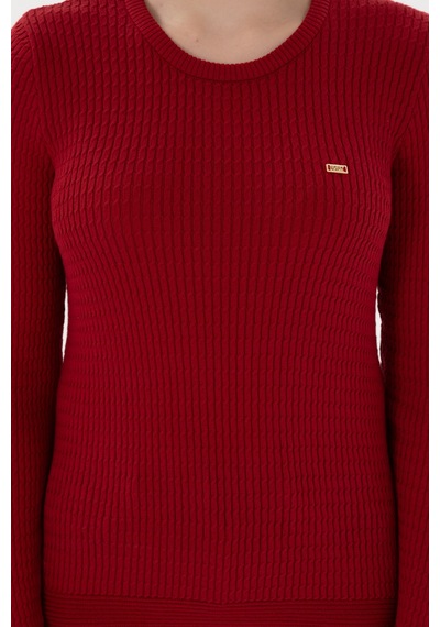 U.S. Polo Assn. Kadın Kırmızı Bisiklet Yaka Basic Kazak 50312922-VR030