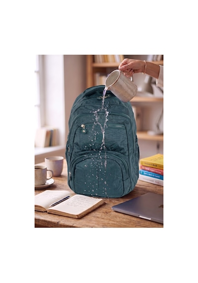 Unisex Su Geçirmez Çok Bölmeli Krinkıl Kumaş Okul Çantası Laptop Çantası Petrol Yeşil Petrol Yeşil