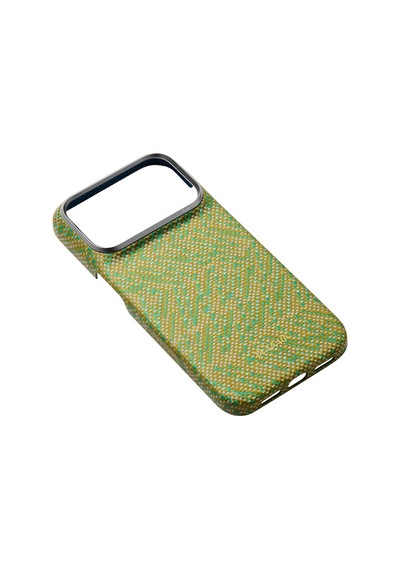 Apple Uyumlu Apple iPhone 18 Pro Max Kılıf M-safe Özellikli Aramid Karbon Fiber Pitaka Wind Over Wheat Kapak Sarı-yeşil Sarı - Yeşil