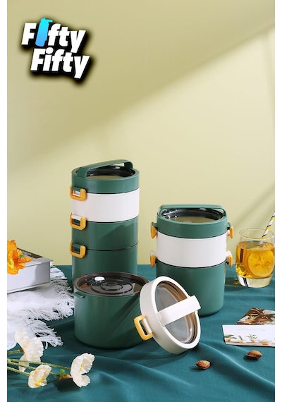 Vagonlife Lunch Box 3 Katlı Büyük Boy 1800 Ml Ofis-okul İçin Yeni Nesil Sefer Tası-fflbox3kat1800ml Pembe