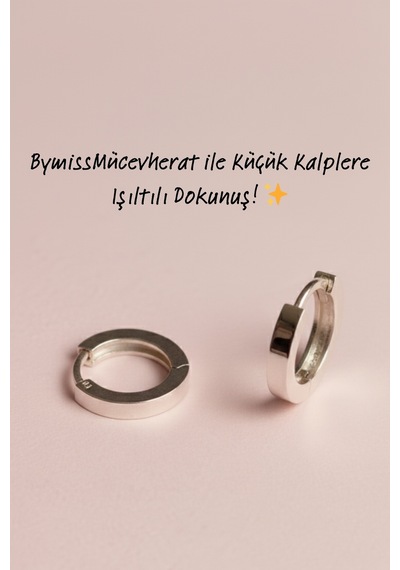 10mm Gümüş Çocuk Halka Küpe 925 Ayar 2mm Kalınlık Kız Çocuk Küpesi Gold - Gümüş