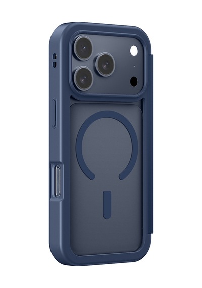 Apple Uyumlu iPhone 17 Pro Max Pu Kartlıklı Kapaklı Amazingthing Glamour Foilo Serisi Kılıf Mavi Mavi