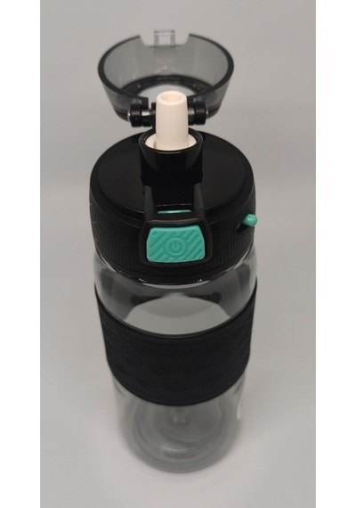 Shotay St-7202 600ml Tritan Siyah Şeffaf Matara Taşıma Aparatlı Siyah