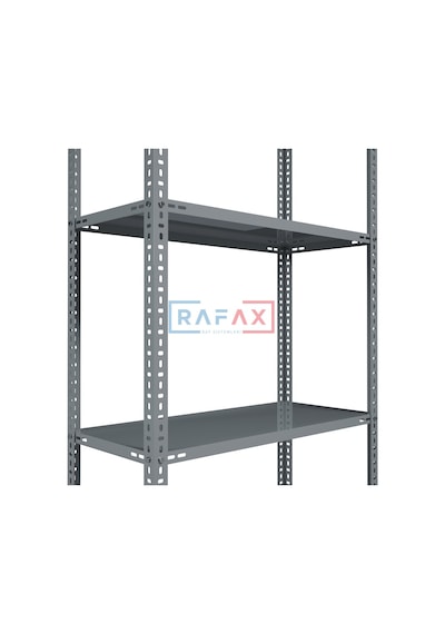 Rafax, 30x90xH:200, 4 Raflı Çelik Raf, Depo Rafı, Arşiv Rafı Gri