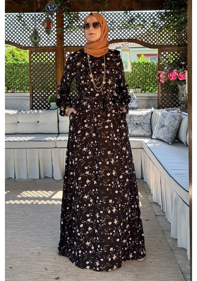 Rabia Şamlı Bihter Kahverengi Elbise Normal