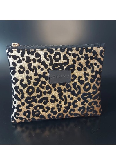 Meryy Collection Clutch Çanta Kadife Leopar Detaylı Leopar
