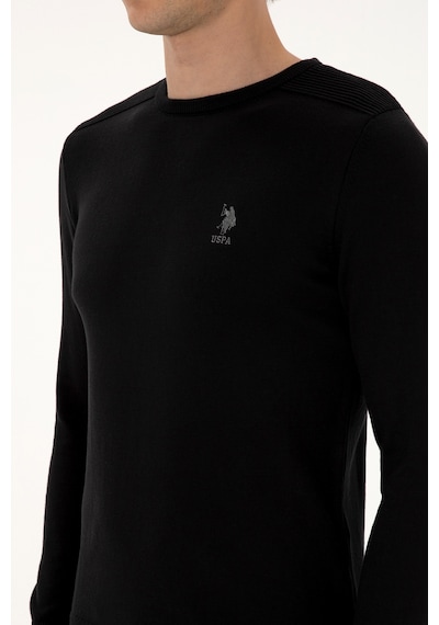 U.S. Polo Assn. Erkek Slim Fit Bisiklet Yaka Siyah Basic Kazak 50307779-VR046