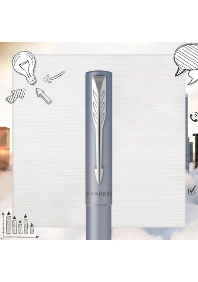Parker Vector Xl Tükenmez Kalem Metalik Gümüş-mavi Vernik Pirin Çok Renkli