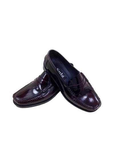 Erkek Loafer Bordo Açma Deri Içi Deri Kösele Taban Ayakkabı S...