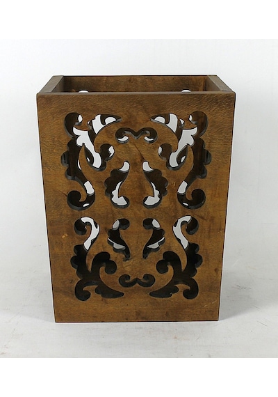 Eskitme Ahşap Oymalı Kova 23xx23x27 Cm.