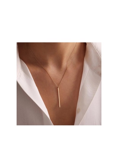 Lunarie İnce Uzun Çubuk Sarkıt Minimal Kolye 14k Gold Bar Altın
