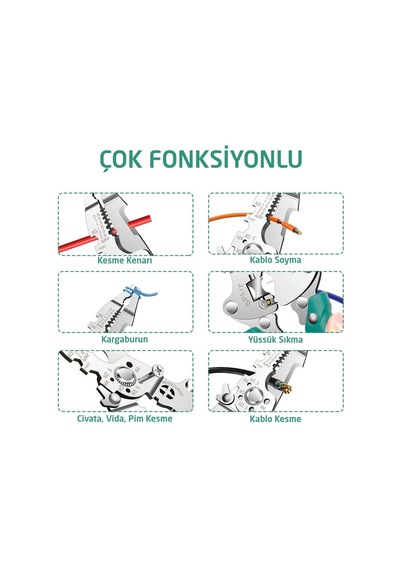 6511 Katlanır Çok Amaçlı 10 Fonksiyonlu Elektrikçi Kablo Soyma Kesme Pensesi