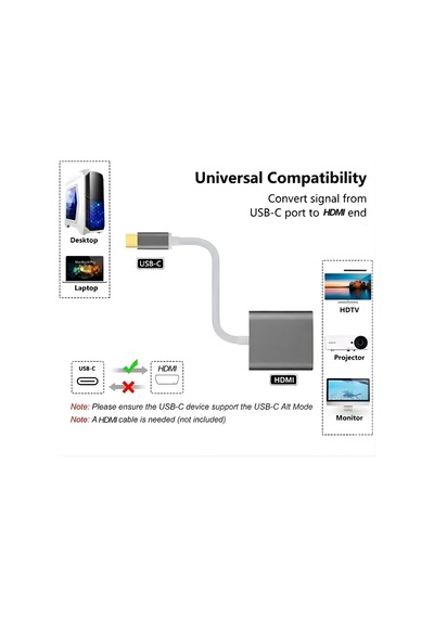 3.1 Type-c To Hdmı Adaptör Dönüştürücü 4k Monitör, Smart Tv, Projeksiyon Uyumlu