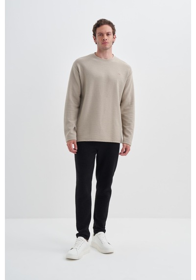 Cazador 50690 Erkek Bisiklet Yaka Sweatshirt Bej