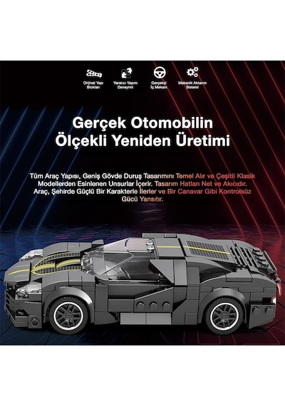 Reobrix Creator 685 Bugatti La Voiture Noire Spor Araba Yaratıcı Yapı Blok Seti Building Blocks - 339 Parça