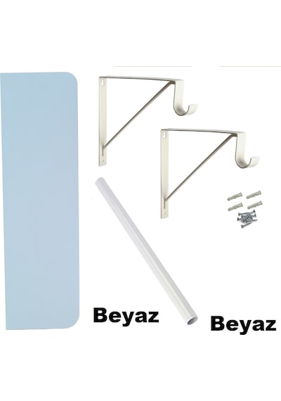 Depolife Elbise Askılık Duvar Monteli Raflı Portmanto Beyaz Renk Dayanıklı