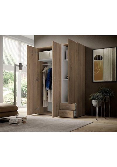 Ahu Giyinme Dolabı - Çok Amaçlı Dolap - Gardırop 120 Cm-3 Kapaklı-2 Çekmeceli