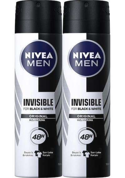 Nivea Men Invisible Black&White Original Erkek Sprey Deodorant 150 ML x 2