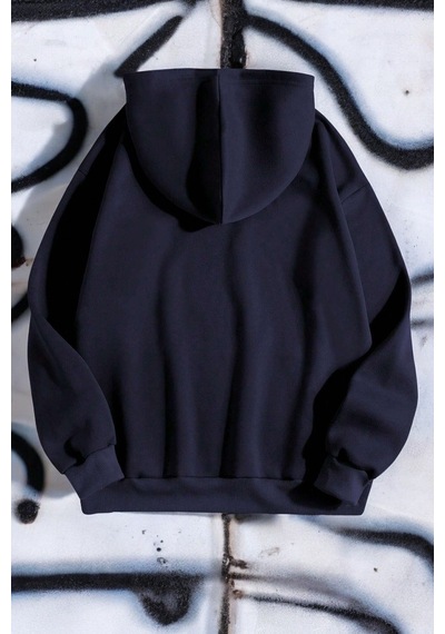 Uyguntarz Poster Baskılı Unisex Oversize Sweatshirt Lacivert