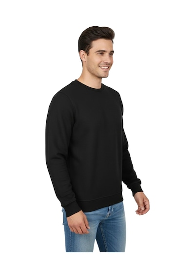 Raymons Erkek Sıfır Yaka Petek Doku Regular Fit Sweatshirt Bgl-st04950 Siyah
