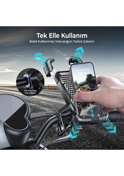Ers 360 Derece Ayarlanabilen Gidon Bağlantılı Bisiklet Motosiklet İçin Abs 4-7.8 İnç Telefon Tutucu 87232609