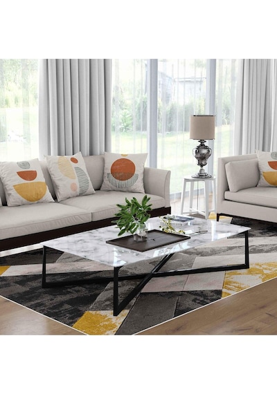 Kaymaz Taban Yıkanabilir Halı Mutfak, Salon, Yatak Odası İçin Modern Dijital Baskı Halı Slnhalı26 - 0087 Çok Renkli