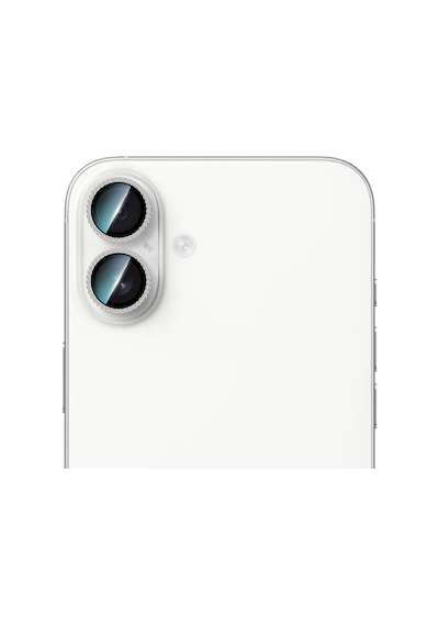 Apple Uyumlu   iPhone 16 Plus Caseworld Alloy Sparkling Diamond Serisi Taşlı Lens Koruyucu Gümüş