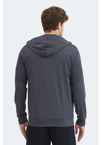 Slazenger Kelenor Erkek Kapüşonlu Cepli Koyu Gri Sweatshırt Koyu Gri