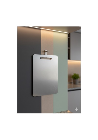 %100 Paslanmaz Çelik Kesme Tahtası Ve Askılık 24x33 Cm Gümüş