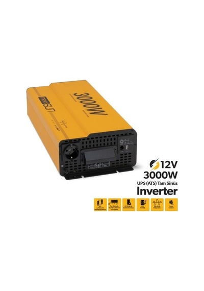 Mexxsun 12v 3000w Ups Ats Tam Sinüs Inverter Ekranlı Elegant Series
