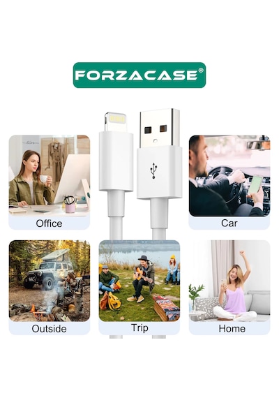 Forzacase Apple Uyumlu iPhone Lightning Usb Şarj Ve Data Kablosu 3a 5 Metre Beyaz - Fc1172 1 Adet