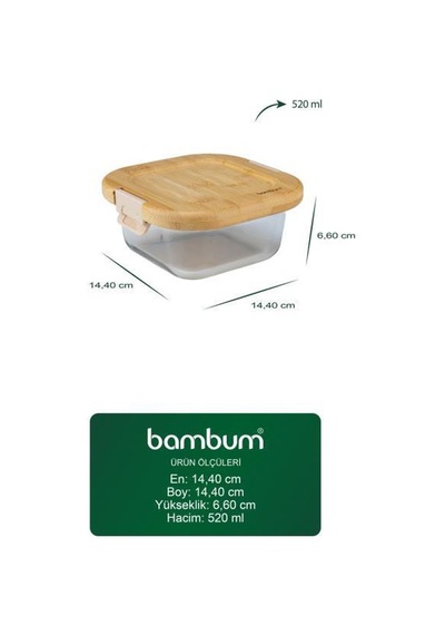Bambum Patina - Kilitli Cam Saklama Kabı 520 Ml Kahverengi
