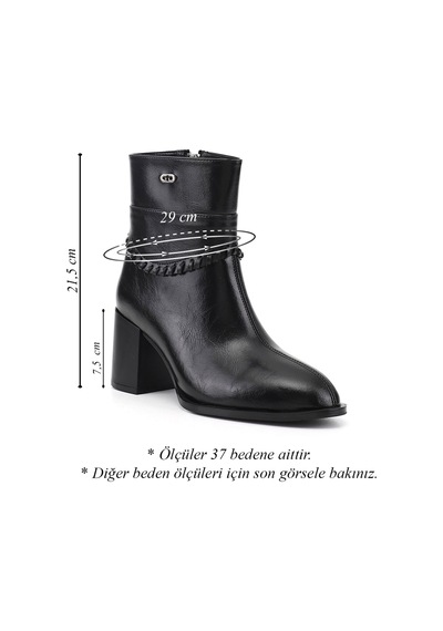 Gönderir Kadın Siyah Fermuarlı Kalın Topuklu Bot Dkzb67638456