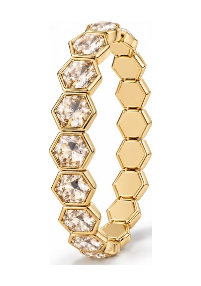 Les Petites Mains Bal Rengi Zirkon Taşlı Geometrik Gold Lastikli Bileklik Gümüş