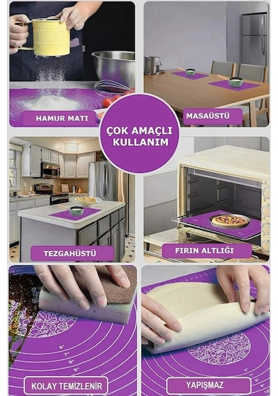 Pratik Fırınlanabilir Büyük Boy Silikon Hamur Açma Ve Pişirme Matı Silpatı 65 X 45cm.