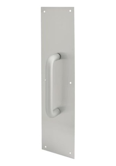 Prime Line Ürünler J 4640 Kapı Pull Plaka İle Yuvarlak Sap, 4-inç X 40,6 Cm, Saten Alüminyum