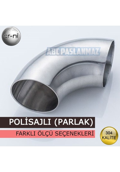 Paslanmaz Krom Patent Dirsek Parlak (Polisajlı) 304 Kalite