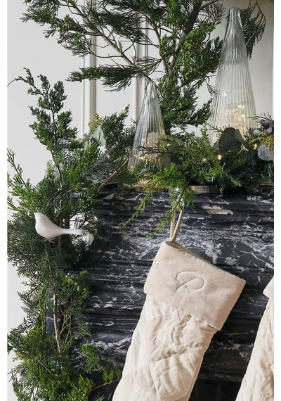 Crate & Barrel Ribbed Clear Glass Christmas Trees Set 3 Modern Cam Ağaçlar Yılbaşı Dekorları Şeffaf