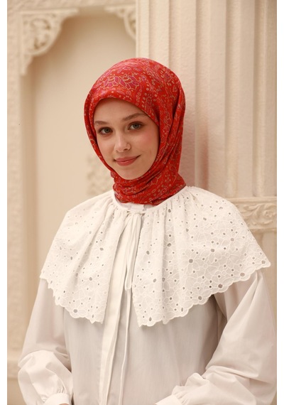 Silk Home Organik Eşarp 79015-30 Parlak Turuncu, Mor, Vizon