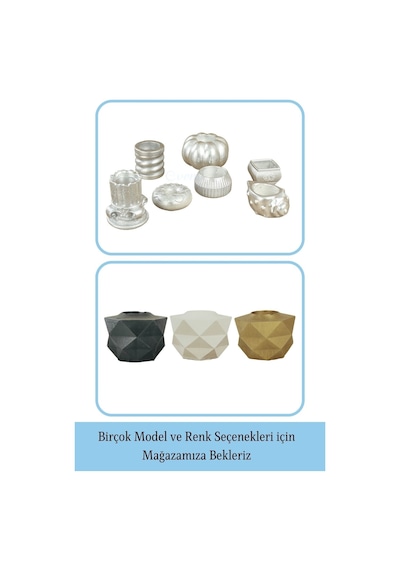 Mumluk Şamdan Tealight Ve İnce Mum Uyumlu Prizma Model - Gümüş