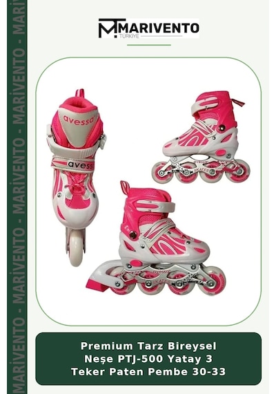 Premium Tarz Bireysel Neşe Ptj-500 Yatay 3 Teker Paten Pembe 30-33