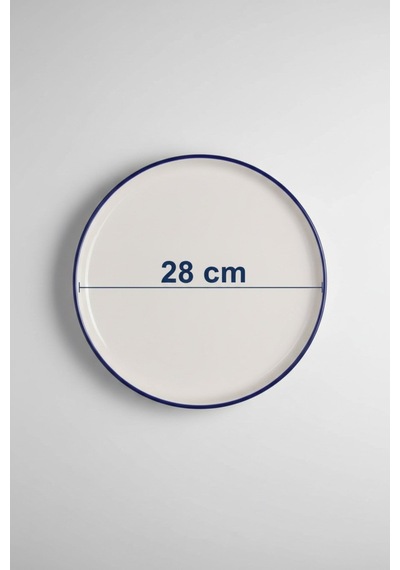 6'lı Toledo Servis Tabağı 28cm Rim Lacivert Rinart Krem