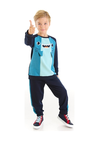 Denokids Köpekbalığı Lacivert Erkek Çocuk Eşofman Takım Çok Renkli