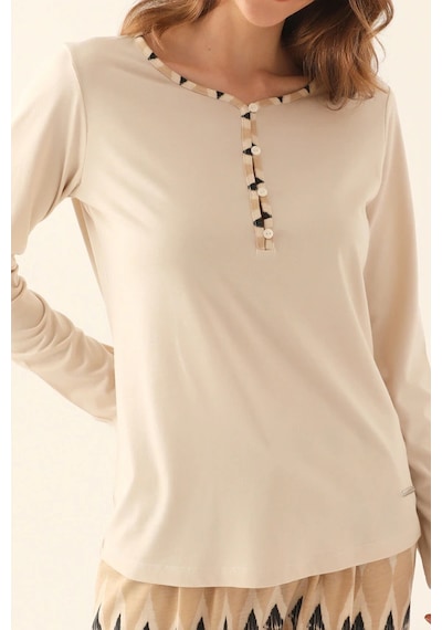 Pierre Cardin 8716 Kadın Pijama Takımı Bej V1 Bej
