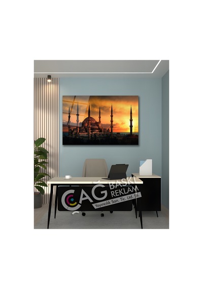 Sultan Ahmet Camii İstanbul Cam Tablo Modern Ev Ofis Salon Duvar Oda Dekoru Hediyelik Şehir Temalı Dekoratif Duvar Tablosu, Salon Ve Ofis Dekoru,