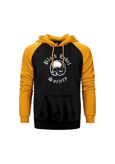 Black Label Society Sarı Renk Reglan Kol Kapşonlu Sweatshirt Sarı