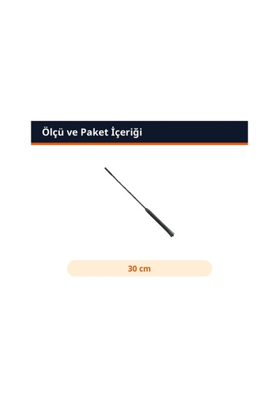 Trobus Oto Anten Kısa Çubuk M6 Dişli 30 Cm Siyah