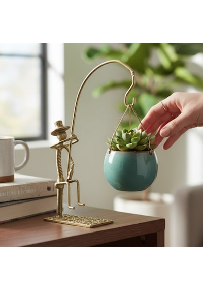 Dekoratif Metal Figür Sukulent Saksı Askılığı SPH002