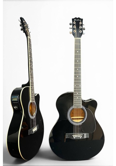 Siyah Elektro Akustik Gitar Kılıf Askı Kablo Kapo Burgu Çevirici Sticker Bez Pena
