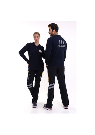 112 Yakalı Tshirt Uzun Kol - Lacivert-6548